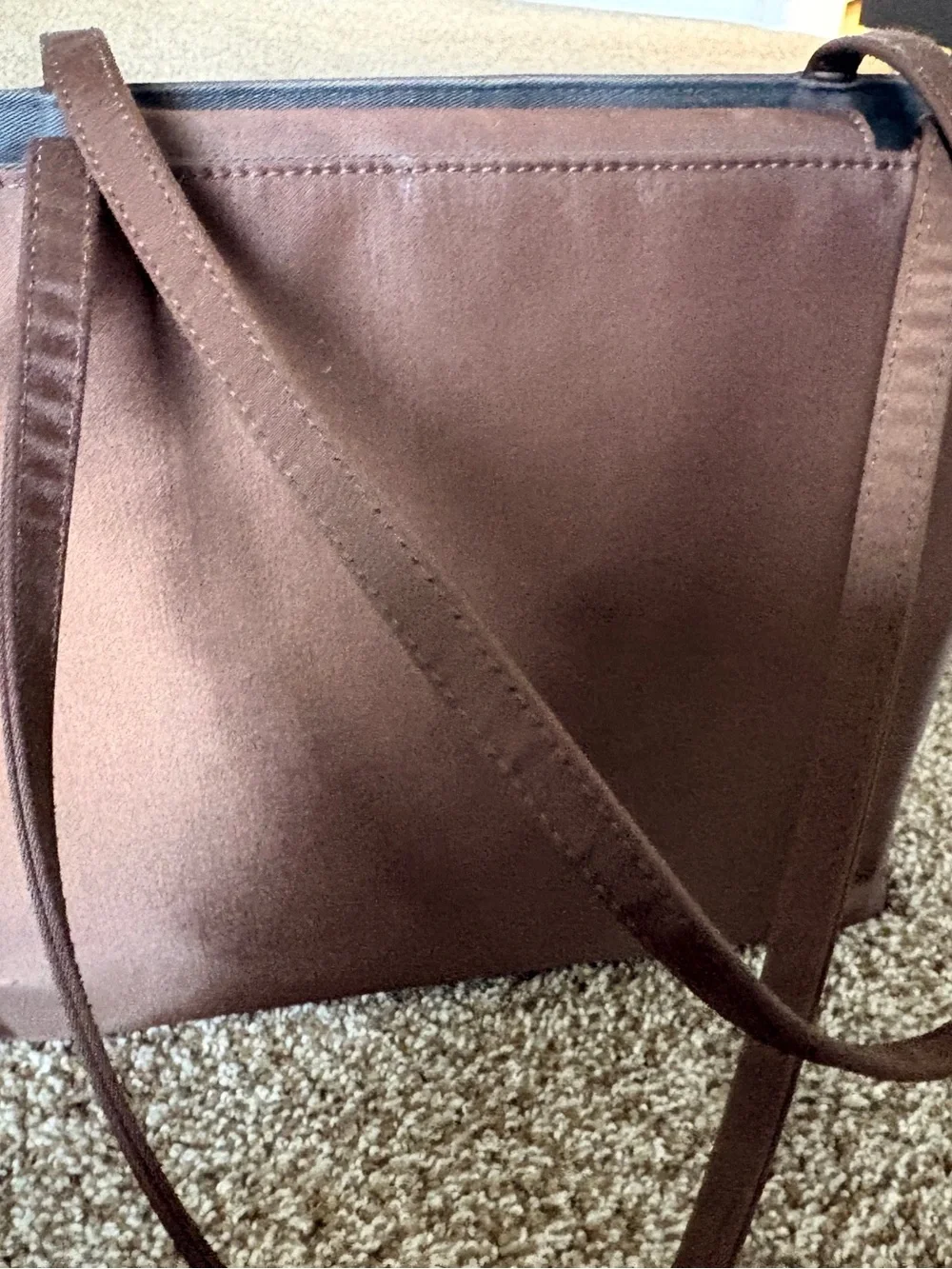 kate spade brown tote with black logo patch